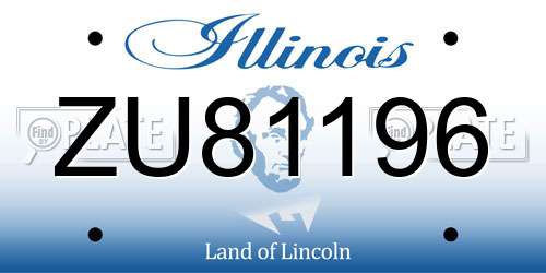 ZU81196 Illinois License Plate