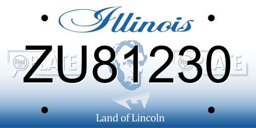 ZU81230 Illinois License Plate