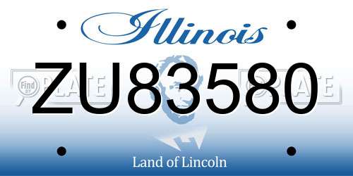 ZU83580 Illinois License Plate