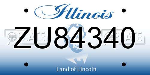 ZU84340 Illinois License Plate