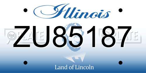 ZU85187 Illinois License Plate