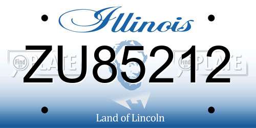 ZU85212 Illinois License Plate
