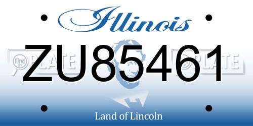 ZU85461 Illinois License Plate