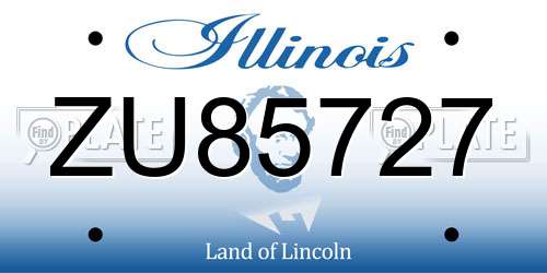 ZU85727 Illinois License Plate
