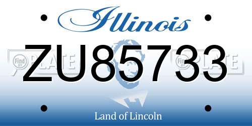 ZU85733 Illinois License Plate