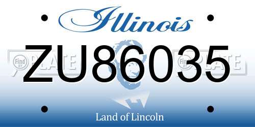 ZU86035 Illinois License Plate