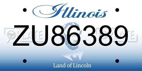 ZU86389 Illinois License Plate