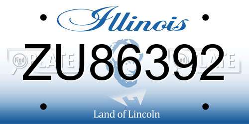 ZU86392 Illinois License Plate