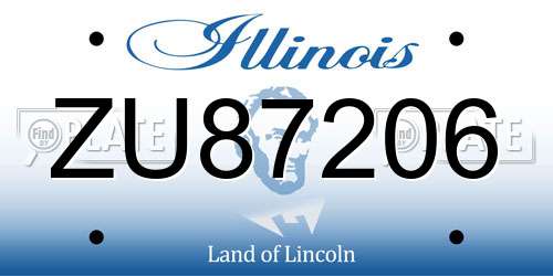 ZU87206 Illinois License Plate