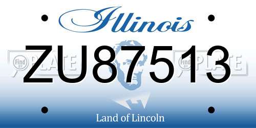 ZU87513 Illinois License Plate