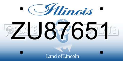 ZU87651 Illinois License Plate