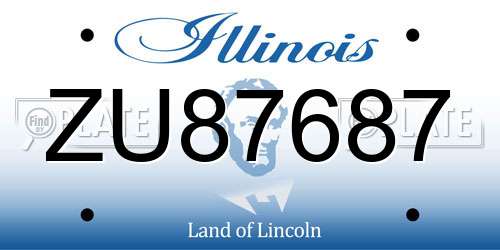 ZU87687 Illinois License Plate