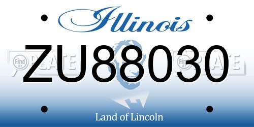 ZU88030 Illinois License Plate