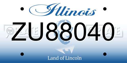 ZU88040 Illinois License Plate
