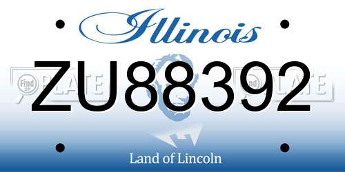 ZU88392 Illinois License Plate