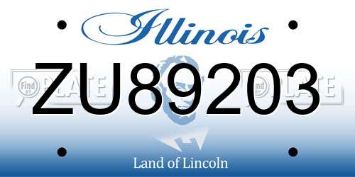 ZU89203 Illinois License Plate
