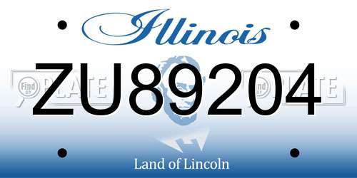 ZU89204 Illinois License Plate