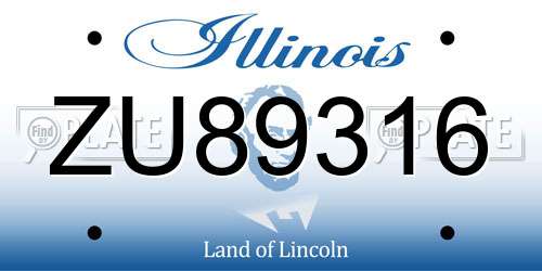 ZU89316 Illinois License Plate
