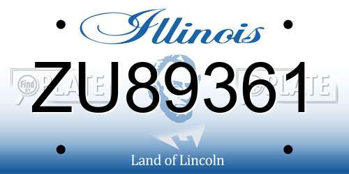 ZU89361 Illinois License Plate