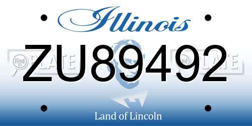 ZU89492 Illinois License Plate