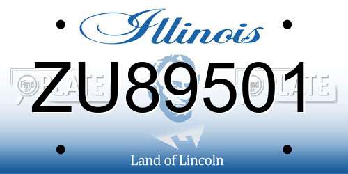 ZU89501 Illinois License Plate