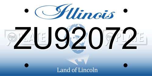 ZU92072 Illinois License Plate
