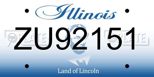 ZU92151 Illinois License Plate