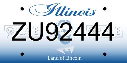 ZU92444 Illinois License Plate