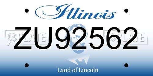 ZU92562 Illinois License Plate