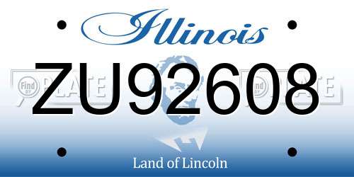 ZU92608 Illinois License Plate