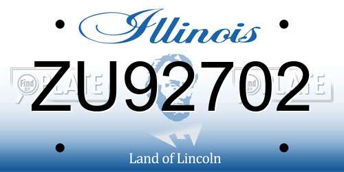 ZU92702 Illinois License Plate