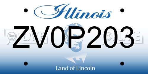 ZV0P203 Illinois License Plate