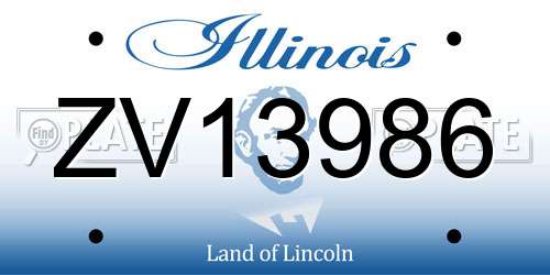 ZV13986 Illinois License Plate