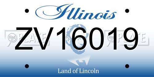 ZV16019 Illinois License Plate