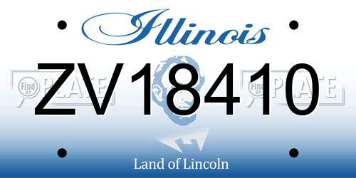 ZV18410 Illinois License Plate
