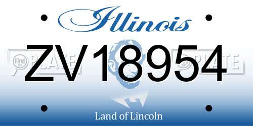 ZV18954 Illinois License Plate
