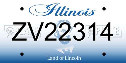 ZV22314 Illinois License Plate