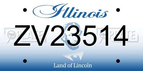 ZV23514 Illinois License Plate