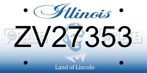 ZV27353 Illinois License Plate