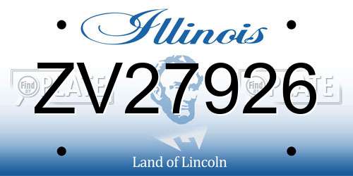 ZV27926 Illinois License Plate