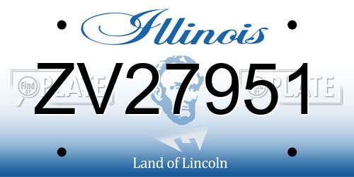 ZV27951 Illinois License Plate