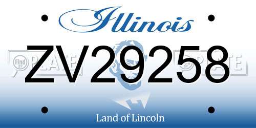 ZV29258 Illinois License Plate