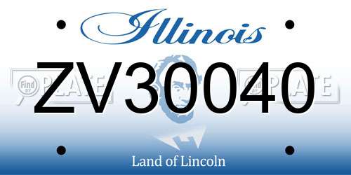ZV30040 Illinois License Plate