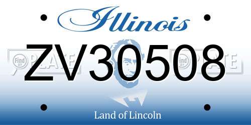 ZV30508 Illinois License Plate