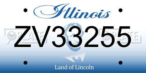 ZV33255 Illinois License Plate