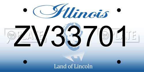 ZV33701 Illinois License Plate