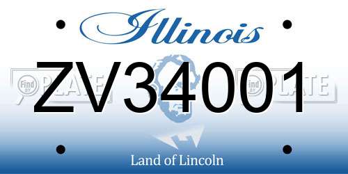 ZV34001 Illinois License Plate