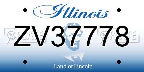 ZV37778 Illinois License Plate