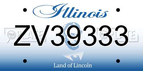 ZV39333 Illinois License Plate