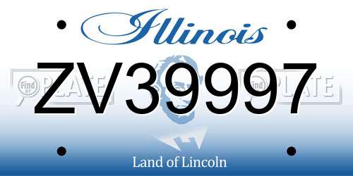 ZV39997 Illinois License Plate
